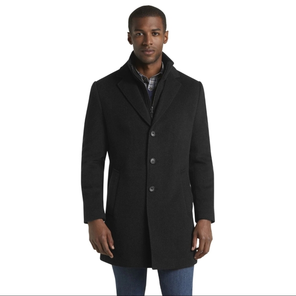 Jos A. Bank Black Formal 100% Wool Topcoat sz 50R